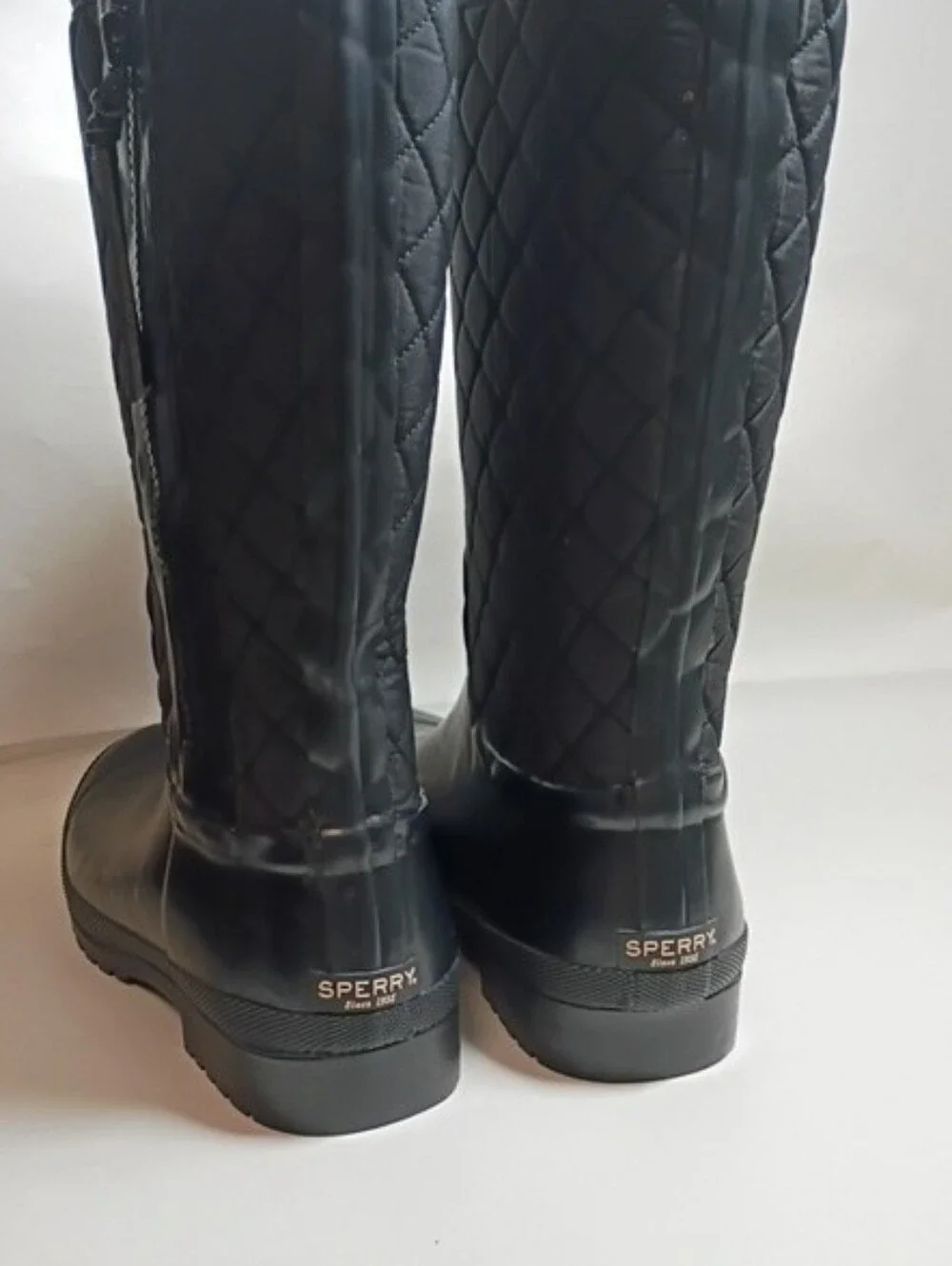 Sperry Top Sider Women’s Quilted Black Rain Boots Size 9 EUC